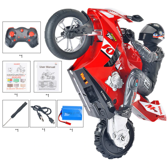 RC Motorcycle Upgraded 1:6 Self Balanced 360°rotating 6-axis gyro sound/light effect Stunt Car Toys