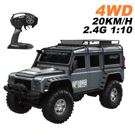 Coche todoterreno RC 1:10 2.4G 4WD, modelo RTR con múltiples baterías y luz LED