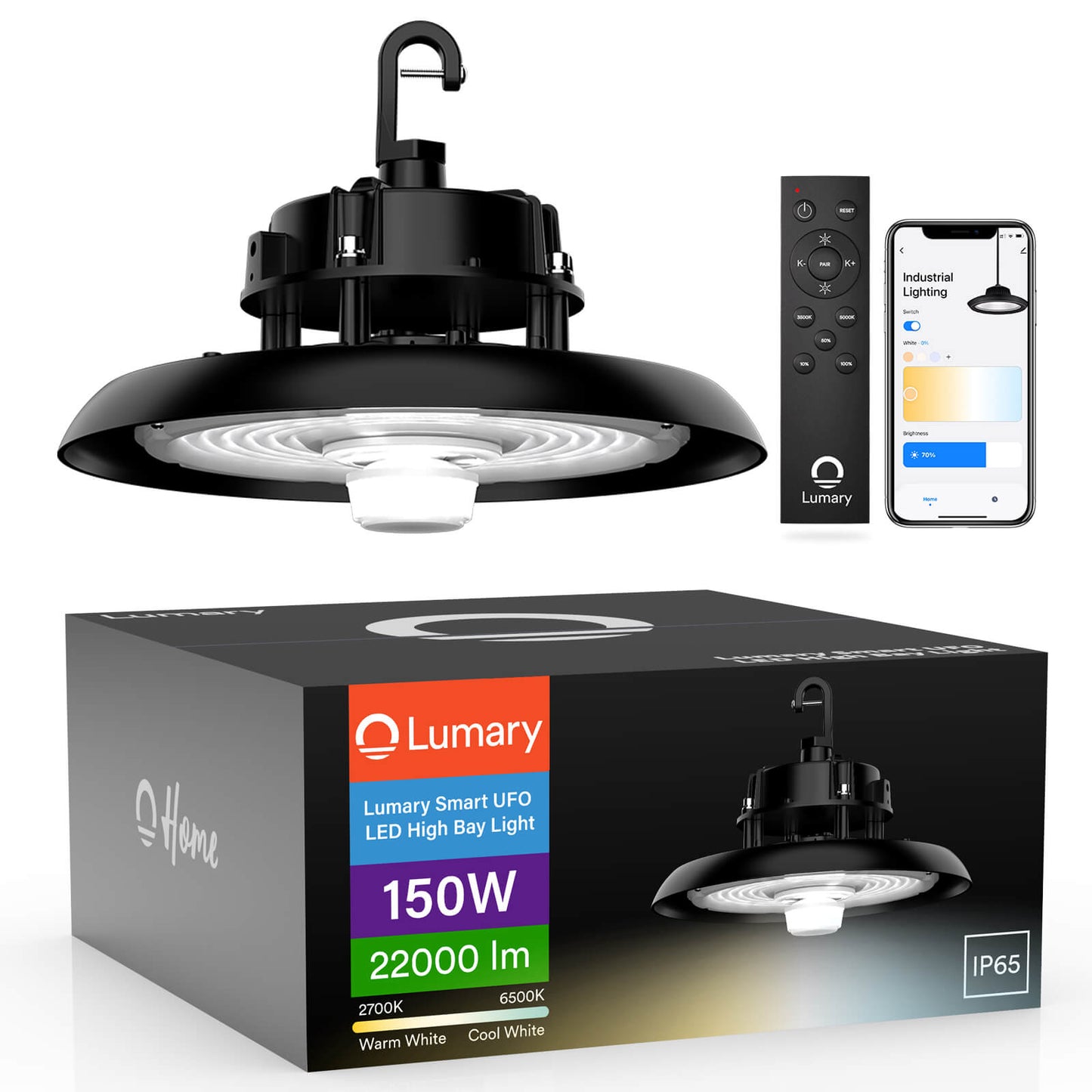 مصباح Lumary Smart UFO LED عالي الخليج بقوة 150 واط