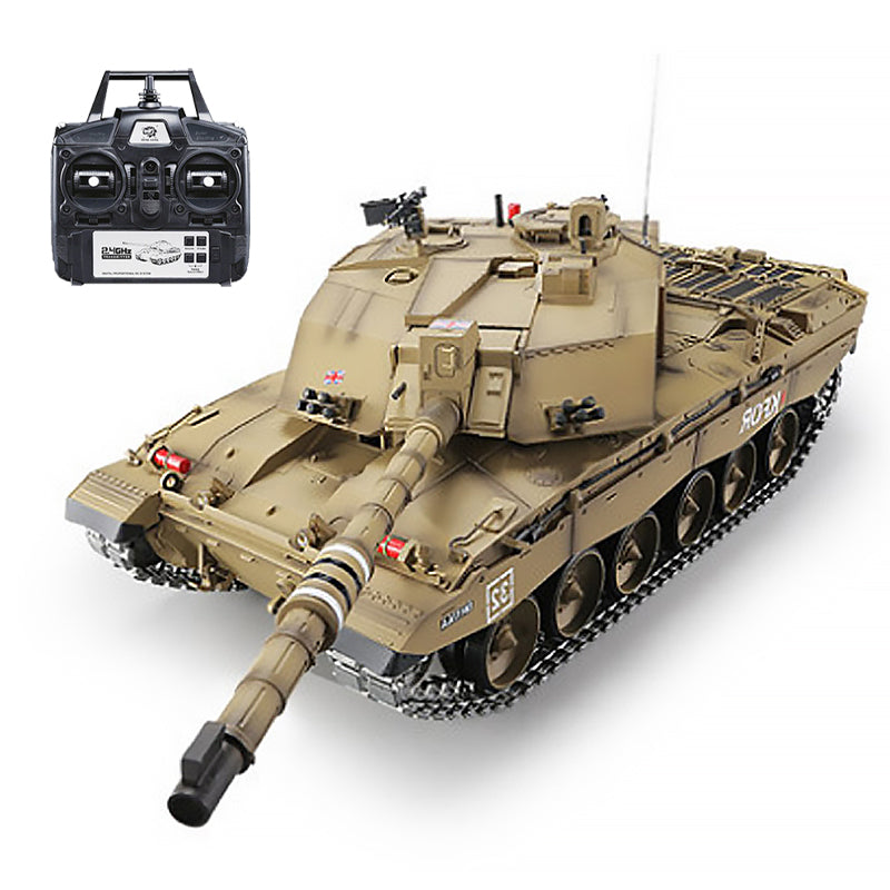 Heng Long 3908 U.K Challenger 2 Main Battle Tank 1/16 Spin Turret Upgrade Metal RC Tank Toys