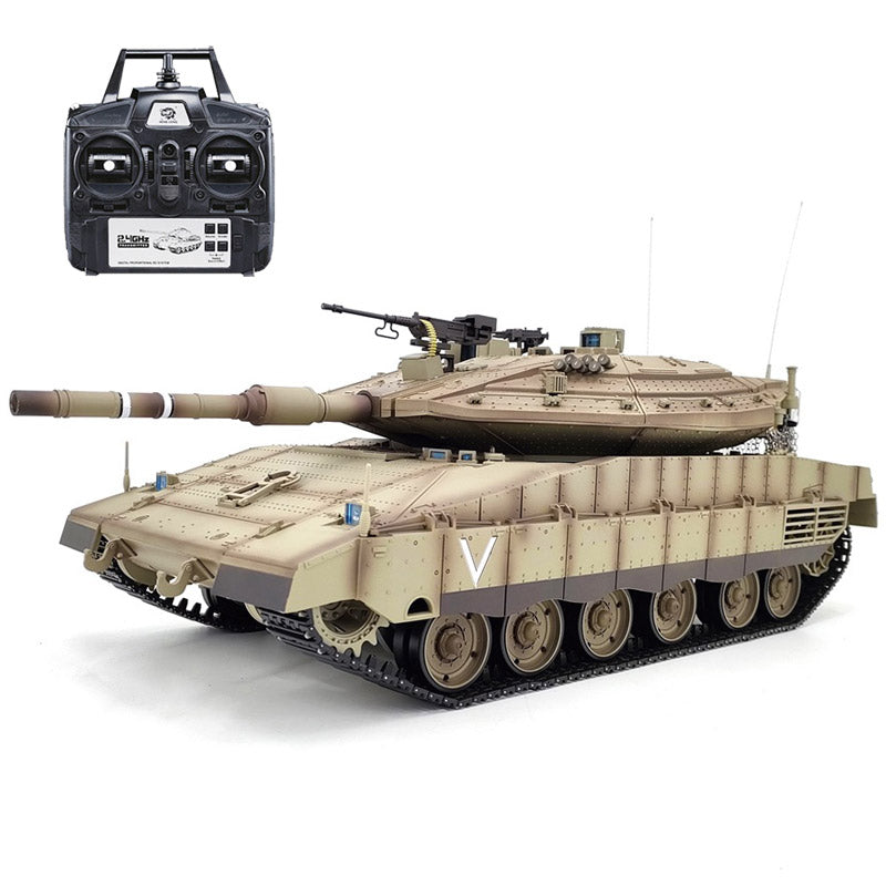 Heng Long 3958 Merkava MK IV Tank 1/16 Israel Main Battle Tank IDF TK7.0 Turret 360° Rotating Upgrade Metal Version RC Tank Toy