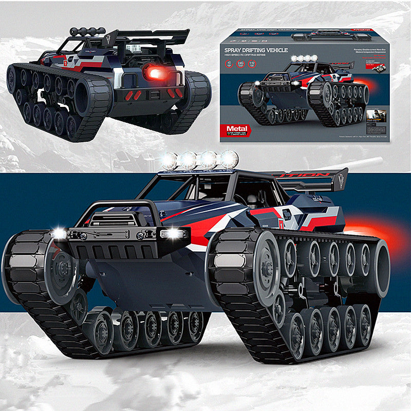 New Alloy Tank 1:12 RC Tank Interactive RC Toy Car LED Lights Spray Stunt Toys