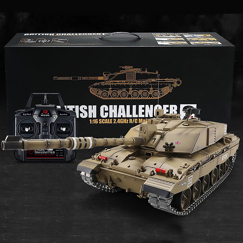 Heng Long 3908 U.K Challenger 2 Main Battle Tank 1/16 Spin Turret Upgrade Metal RC Tank Toys