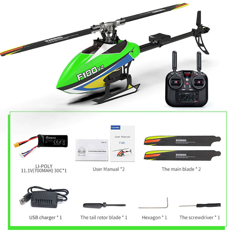 YXZNRC F180 V2 6CH 6-Axis Gyro GPS Optical Flow Localization 5.8G FPV Camera Dual Brushless Direct Drive Motor Flybarless RC Helicopter
