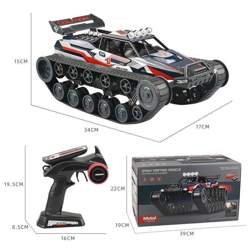 New Alloy Tank 1:12 RC Tank Interactive RC Toy Car LED Lights Spray Stunt Toys