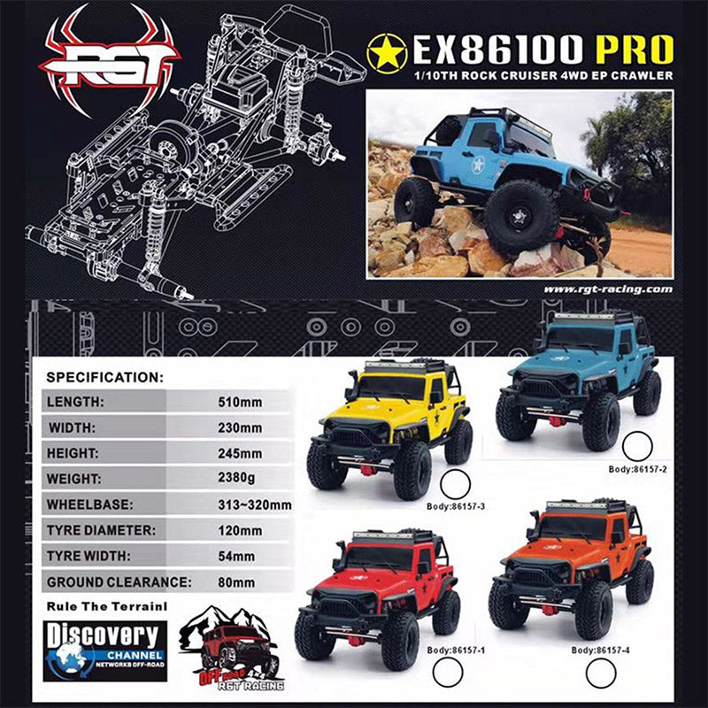 RGT EX86100 PRO 1/10 - Coche todoterreno de escalada RC (versión KIT sin componentes electrónicos)
