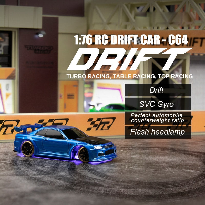 RC Drift Car Turbo Racing 1:76 C64 With Gyro Radio Full Proportional Mini RC Car Toys RTR