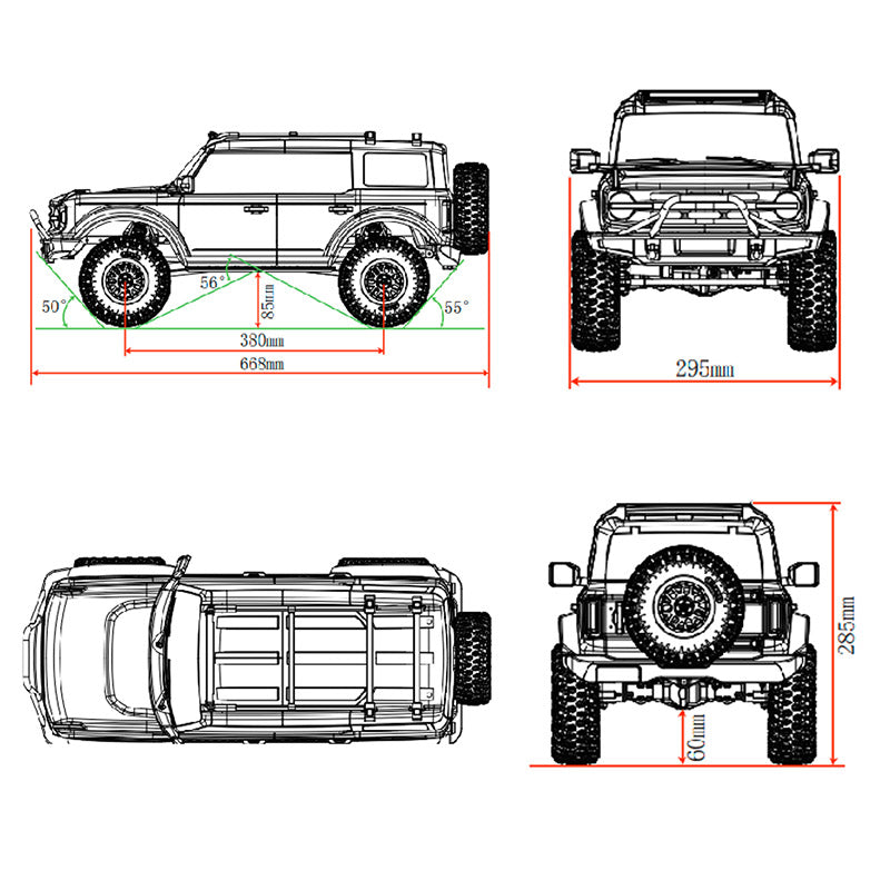 Coche todoterreno teledirigido YIKONG YK4083 1/8, 4x4, con bloqueo diferencial alto/bajo y luces LED originales