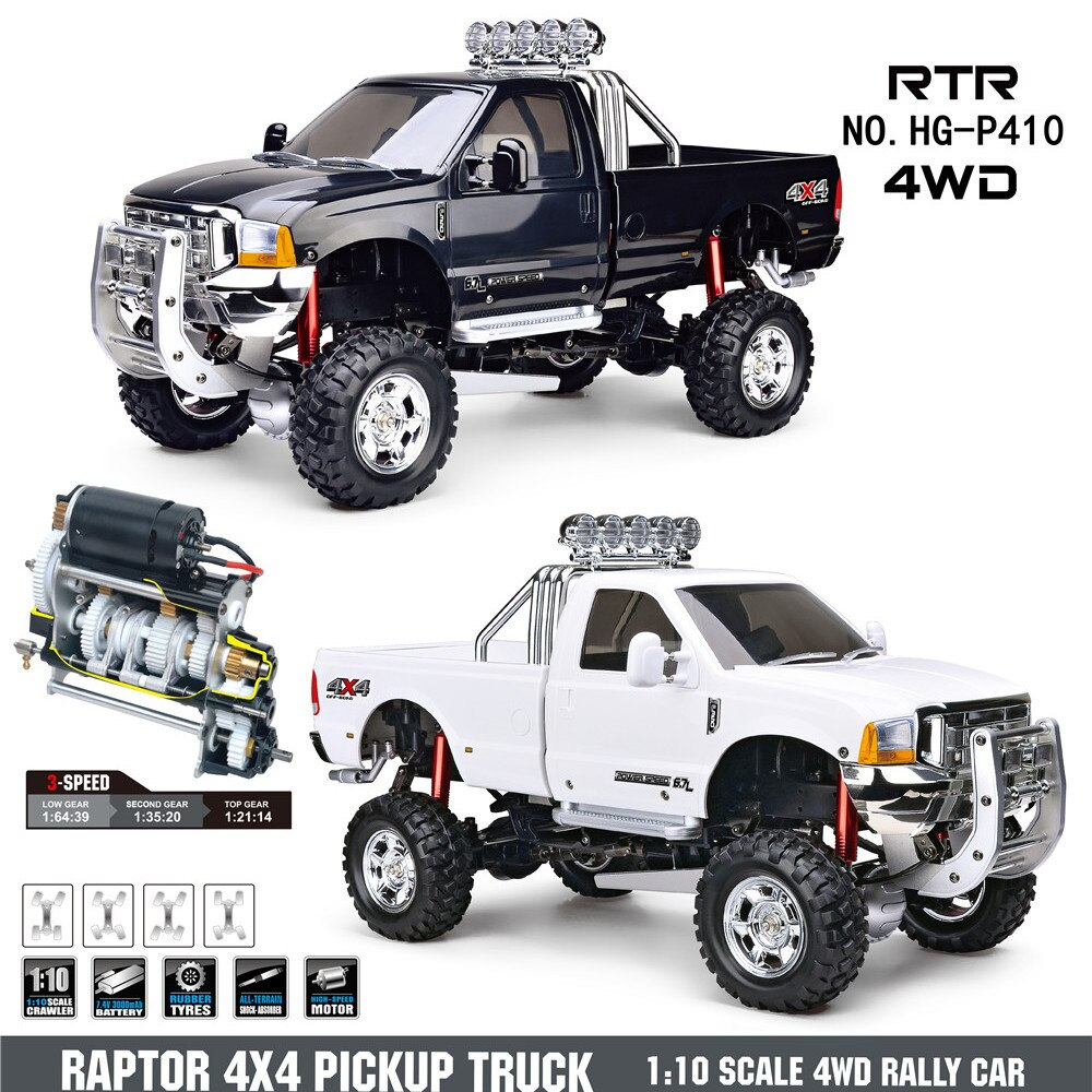 HG P410 4WD RC Car Pickup 1/10 2.4G Camión todoterreno de escalada Ford F350 Juguetes Regalos