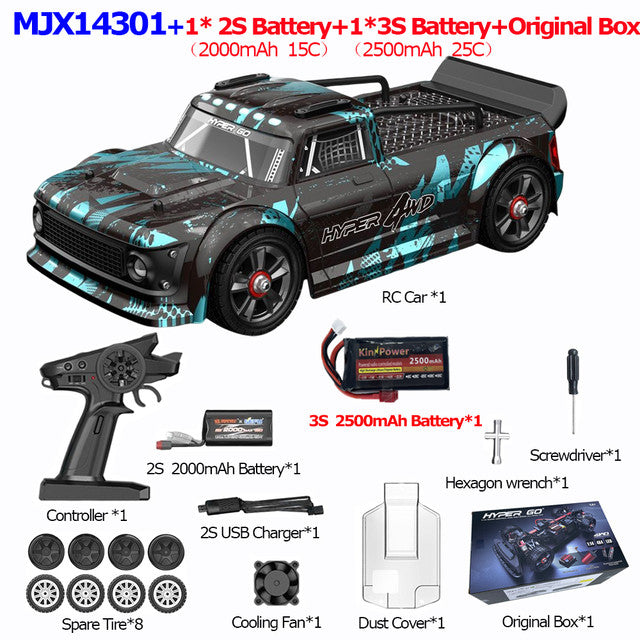 MJX 14301 14302 HYPER GO RC Car 1/14 4WD Brushless Drift Rally Car 2.4G Buggy Metal Chassis Hydraulic Shock Absorber RC Toys