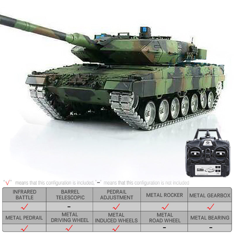 Heng Long 3889 German Leopard 2A6 RC Tank 1/16 TK7.0 Metal RC tank Toys