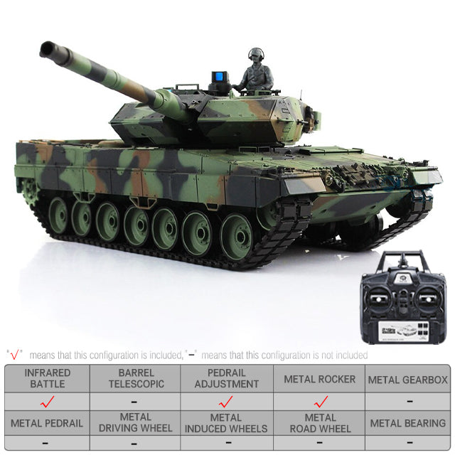 Heng Long 3889 German Leopard 2A6 RC Tank 1/16 TK7.0 Metal RC tank Toys
