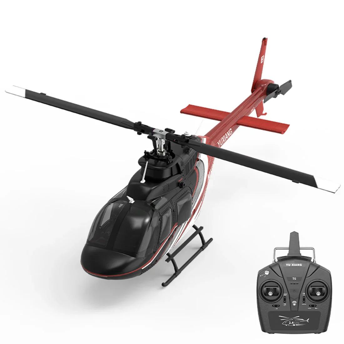 YXZNRC F08 Bell 206 RC Helicopter 2.4G 6CH 1/27 Scale Brushless Direct-Drive 6G Flybarless Model with Optical Flow Positioning