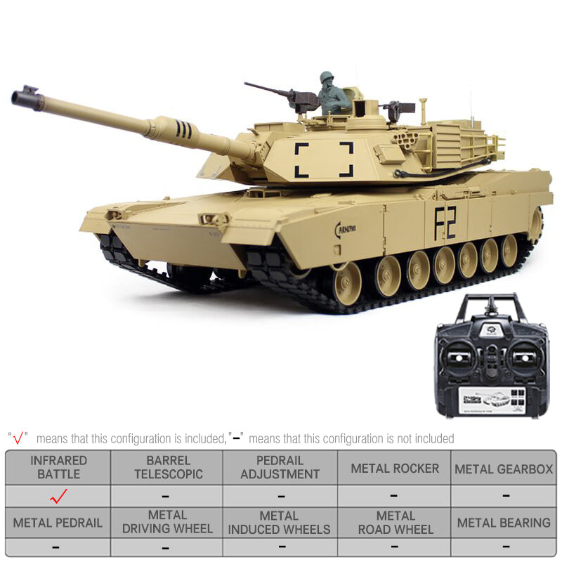 Heng Long 3918 US Abrams M1A2 RC Tank Upgraded Metal 2.4G 1/16 RC Tank Toys