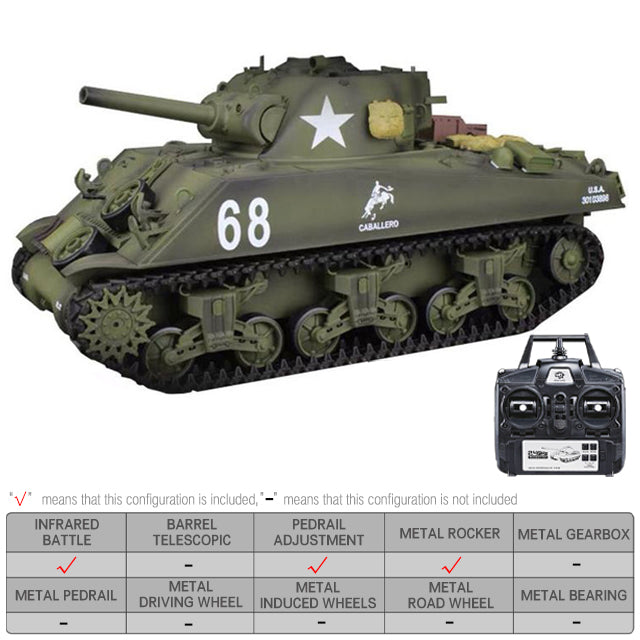 Heng Long 3898 US Sherman M4A3 RC Tank 2.4G 1/16 Upgraded Metal RC Tank toys