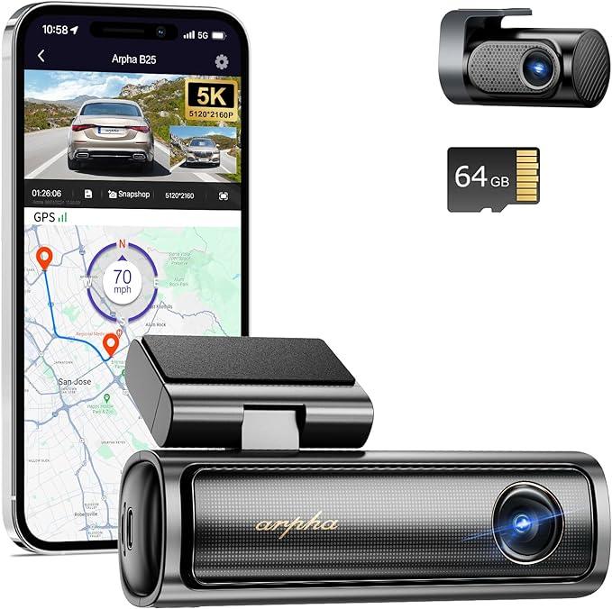Arpha B25 2CH Dash Cam 5K with ADAS Smart Voice Control 24H Parking Mode