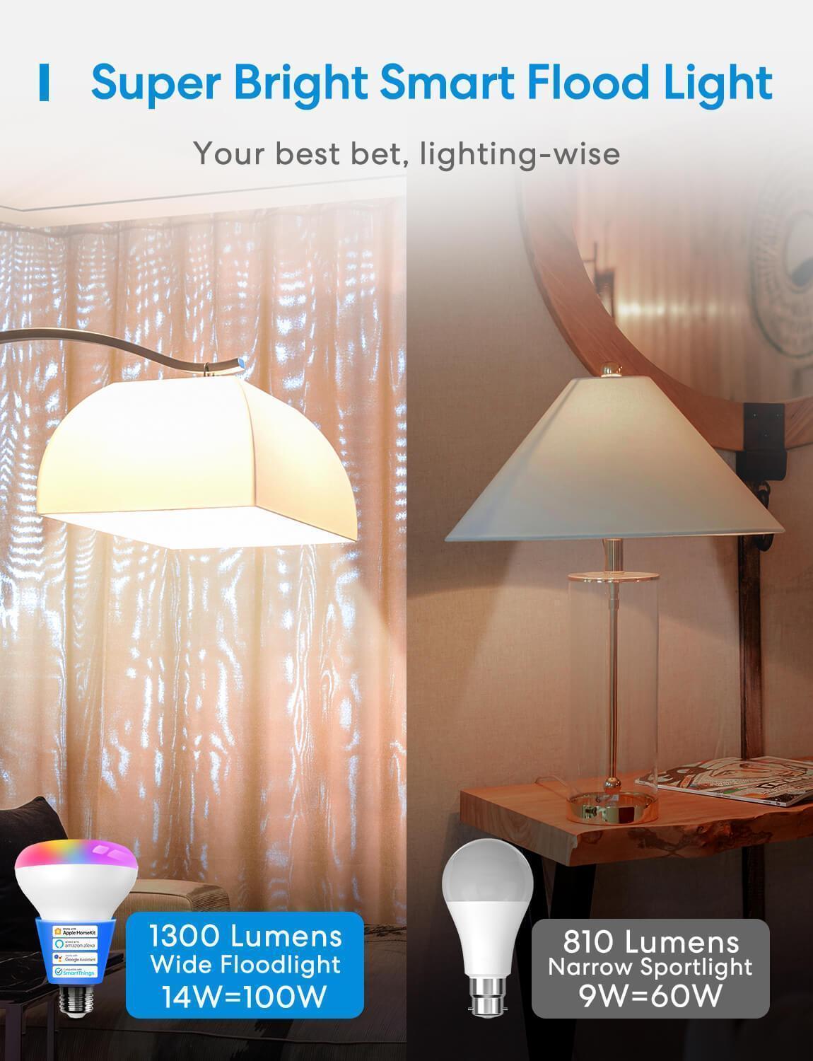 مصباح LED ذكي من Meross، MSL120BRHK، عبوة من قطعتين (إصدار الولايات المتحدة/كندا)