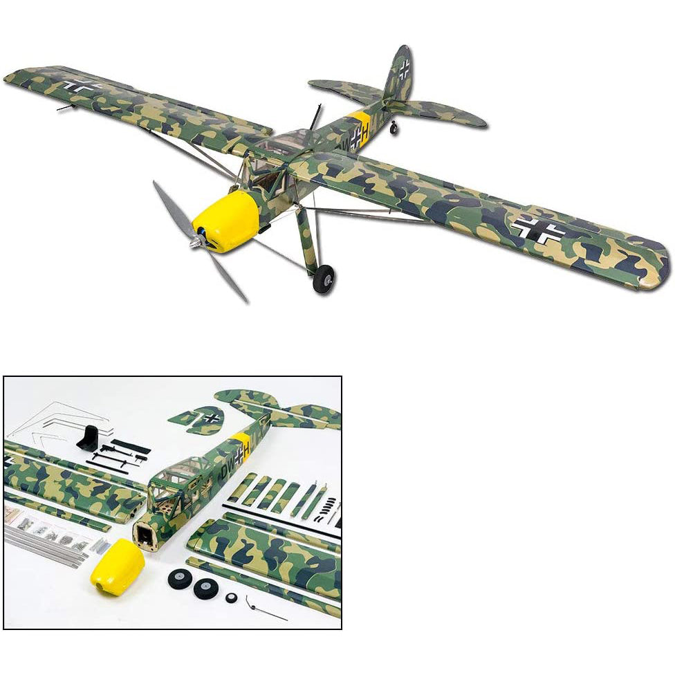 DWHobby Camouflage Fi156 Storch Balsa wood Plane Large Electric or Gas Power Fixed Wing Balsa Plane Kits 1600mm Wingspan