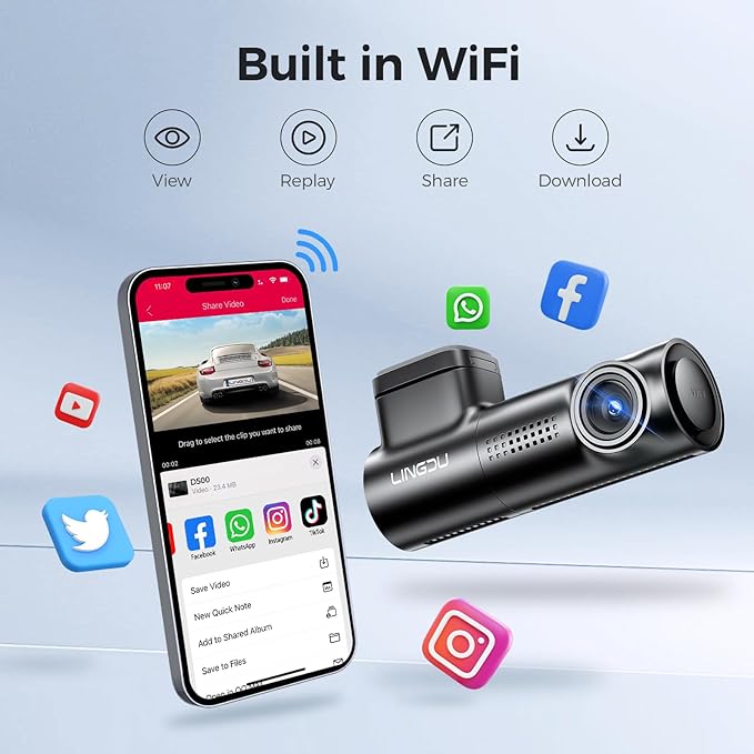 LINGDU D500 1CH Dash Cam 4K with 0.96" Screen Voice Control 24H Parking Mode