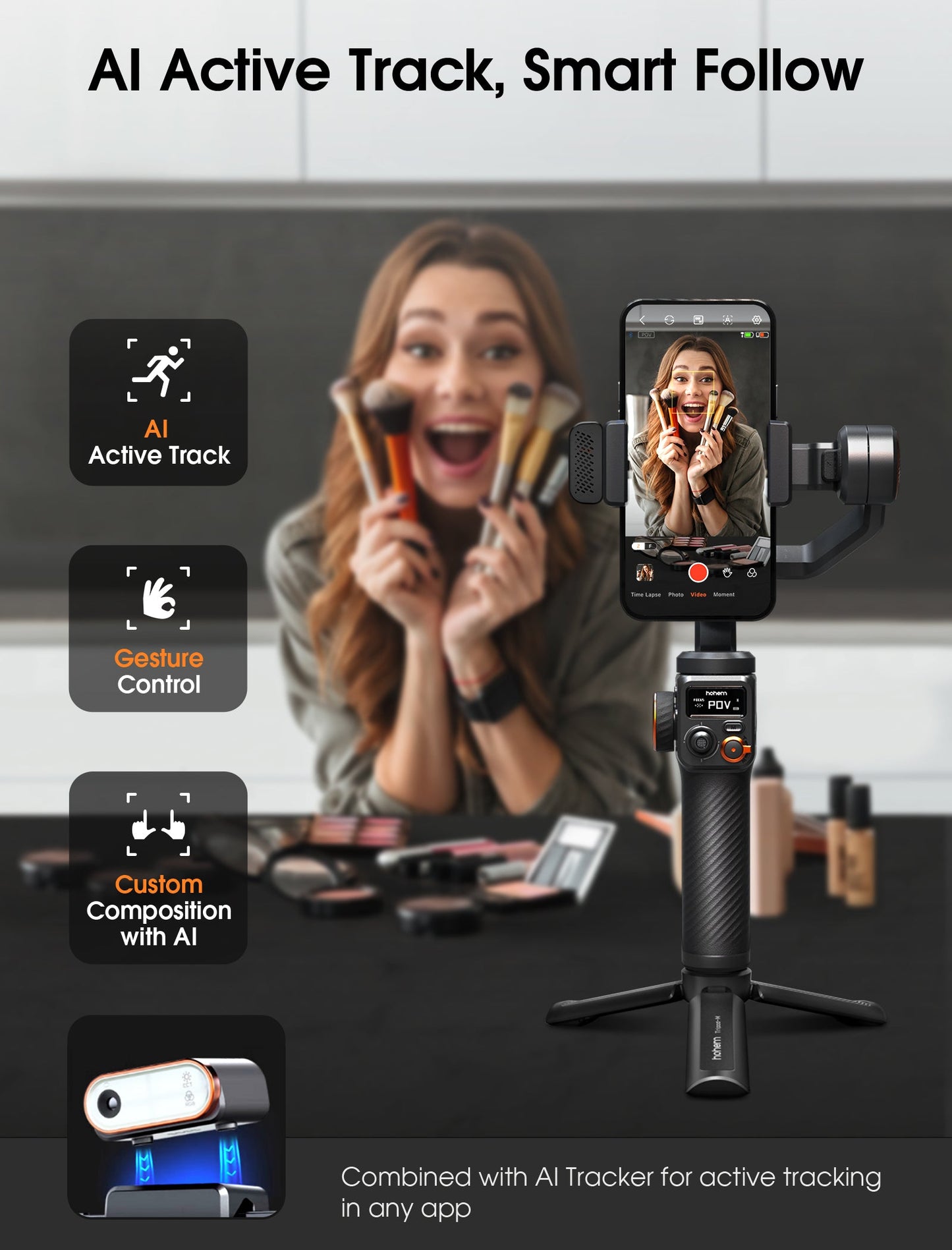 Hohem M6 Phone Gimbal/MT2 Camera Gimbal AI Tracker for Live Streaming