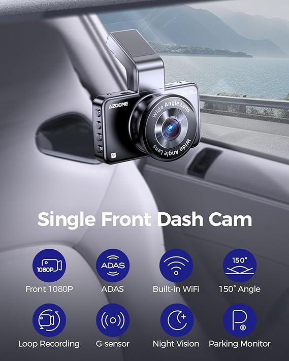 AZDOME M17 1CH Dash Cam 1080P with ADAS 3" Screen 24H Parking Mode