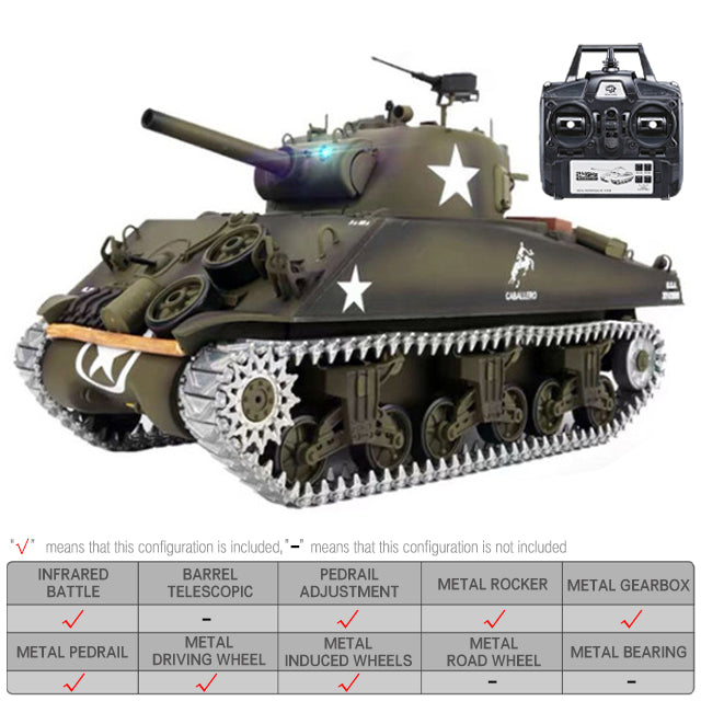 Heng Long 3898 US Sherman M4A3 RC Tank 2.4G 1/16 Upgraded Metal RC Tank toys