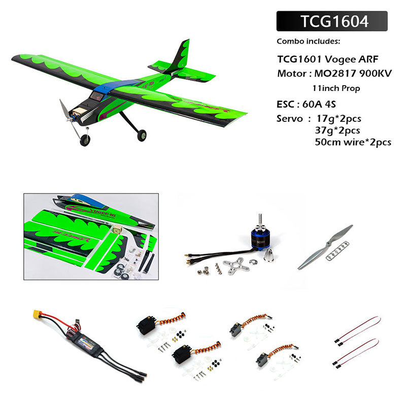 DWHobby Balsa wood Plane TCG16 Vogee-16 ARF 1600mm Wingspan Gas or Electric balsa wood training Plane