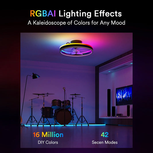 Lumary Smart Ceiling Fans with Lights Black