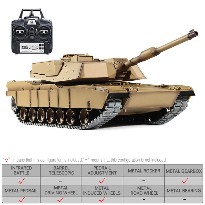 Heng Long 3918 US Abrams M1A2 RC Tank Upgraded Metal 2.4G 1/16 RC Tank Toys