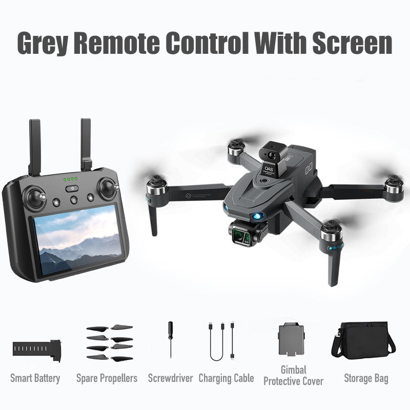 SMRC S840 PRO Titanium Blue 8K Drone 3-Axis Gimbal EIS Camera Intelligent Obstacle Avoidance 5G GPS Quadcopter with Screen Remote Control
