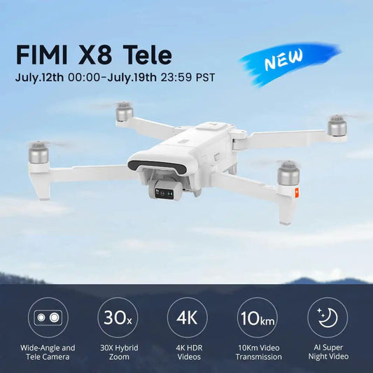 Dron FIMI X8 TELE 4K con cardán de 3 ejes, HDR, 48 MP, cámara 30X, GPS, 10 km, fotografía aérea profesional, cuadricóptero