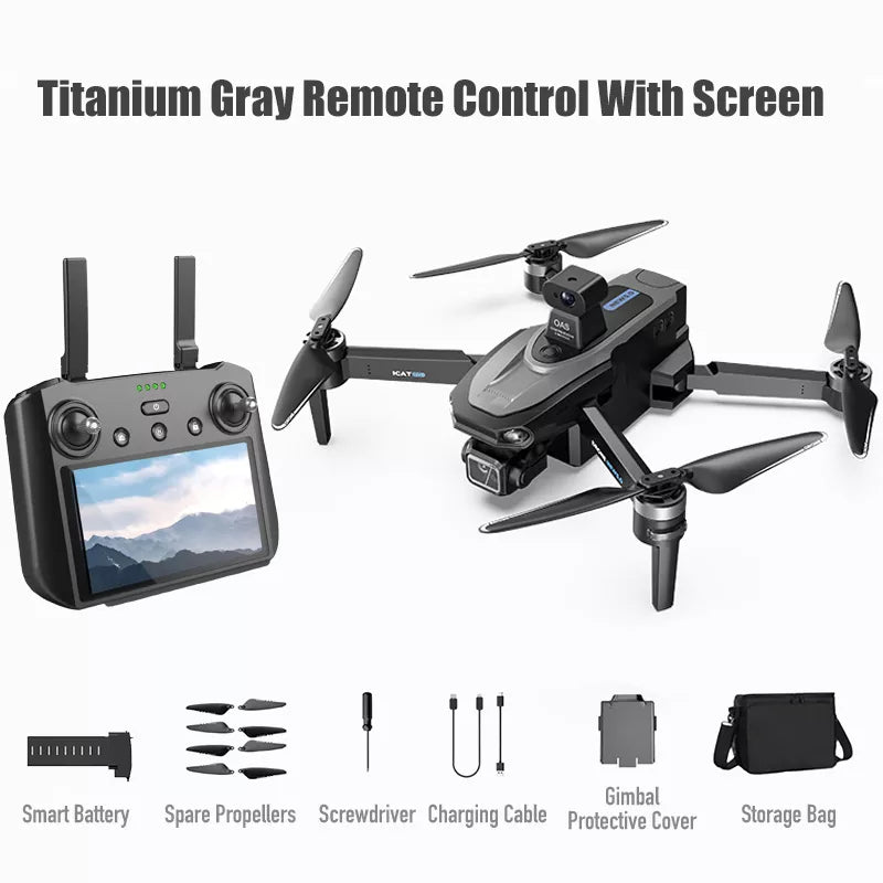 SMRC S840 PRO Titanium Gray 8K Drone 3-Axis Gimbal EIS Camera Intelligent Obstacle Avoidance 5G GPS Quadcopter with Screen Remote Control