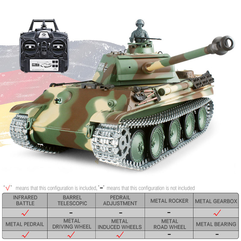 Heng Long 3879 German Panther Type G RC Tank 2.4G 1/16 Metal Upgraded Tank Toys