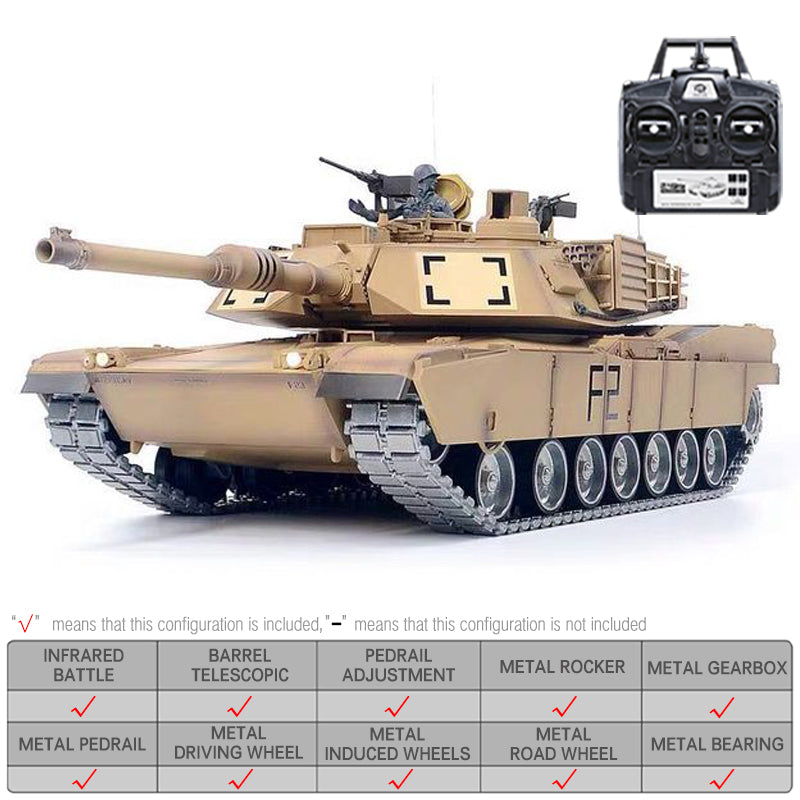 Heng Long 3918 US Abrams M1A2 RC Tank Upgraded Metal 2.4G 1/16 RC Tank Toys