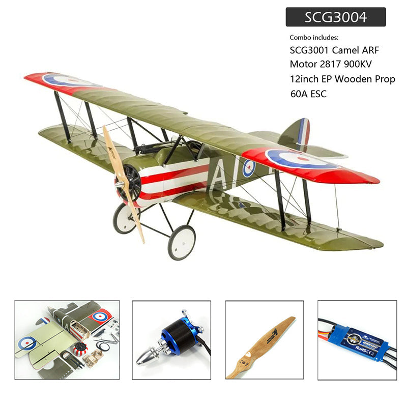 DWHobby Balsa wood Plane Sopwith Camel Fighter Plane ARF PNP Large Electric Biplane Fixed Wing Balsa Plane Kits 1200mm Wingspan