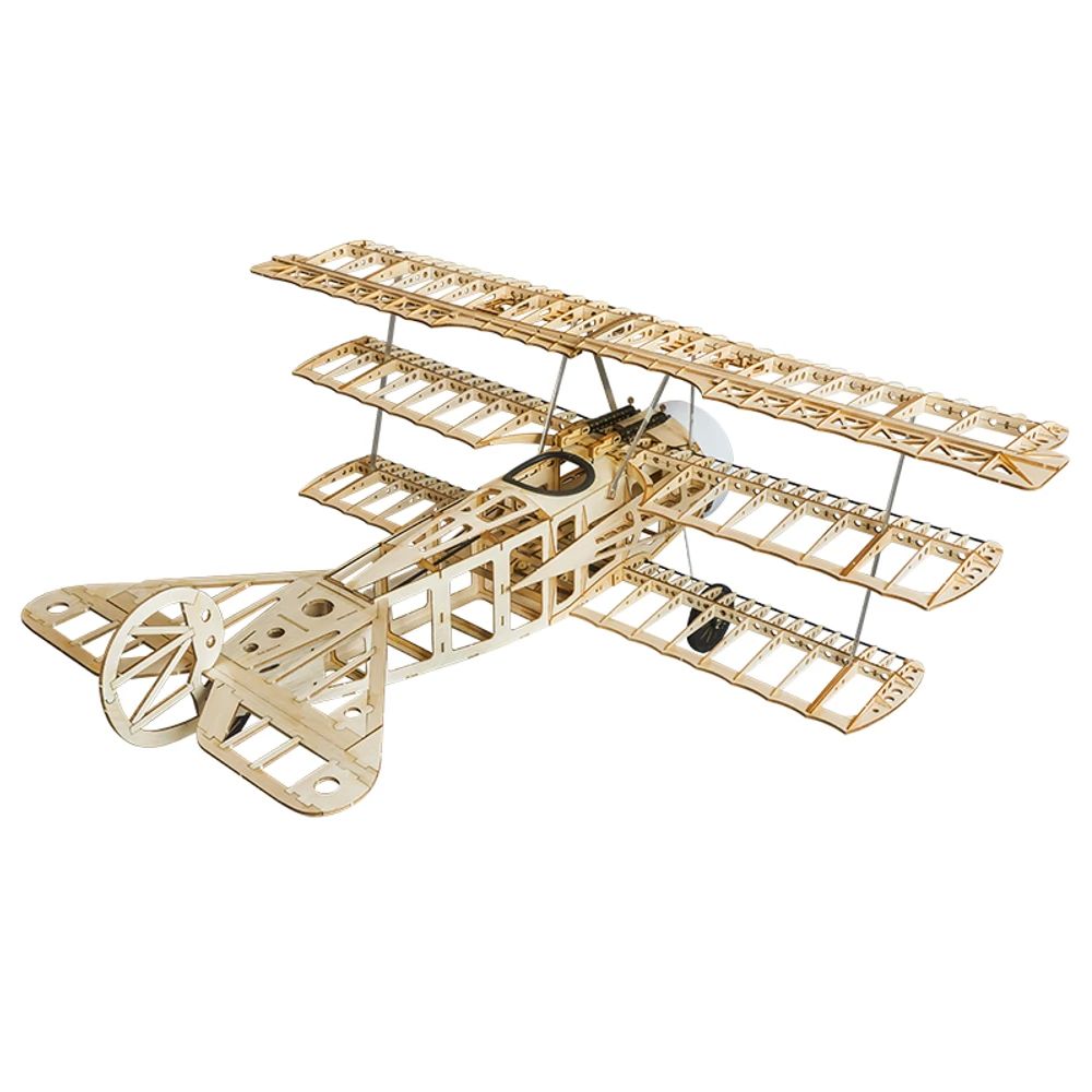 DWHobby Balsa wood Plane S17 Fokker Dr.I Electric Fixed Wing Fighter Plane Balsa Kits 770mm Wingspan