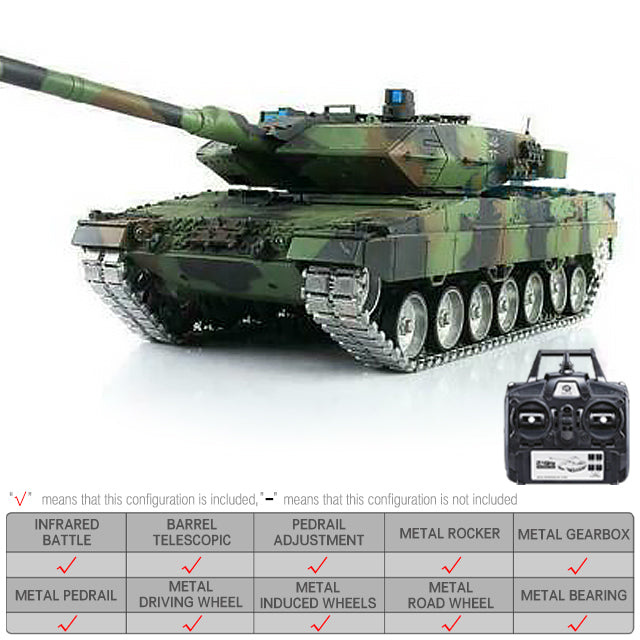 Heng Long 3889 German Leopard 2A6 RC Tank 1/16 TK7.0 Metal RC tank Toys