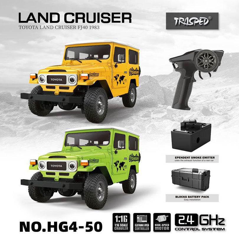 HG HG4-50 TRASPED TOYOTA Land Cruiser FJ40 1983 RC Car 1/16 4WD Rock Crawler LED Light Simulated Sound Off-Road Climbing Truck Full Proportional RC Toys