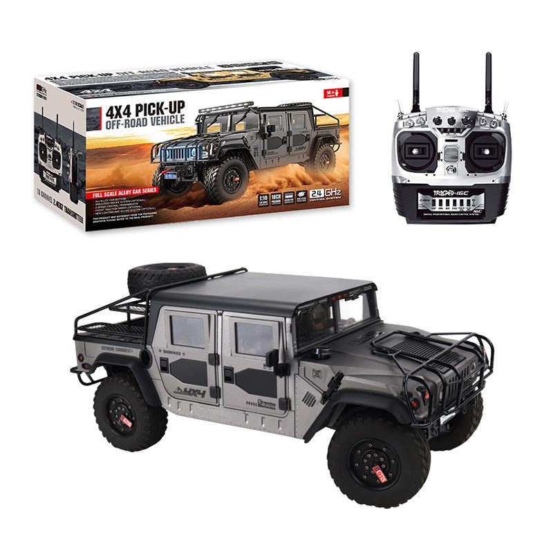 HG P415A 4WD Hummer H1 U.S Military Truck 1/10 RC Car Metal Simulation Pickup Upgraded Sound/Light effect Toys Gifts