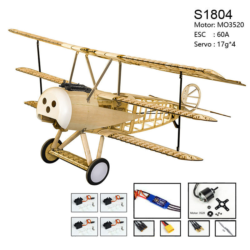 DWHobby Classic Fokker DR1 Balsa wood Plane ARF Large Electric or Gas Power Fixed Wing Balsa Plane Kits 1500mm Wingspan