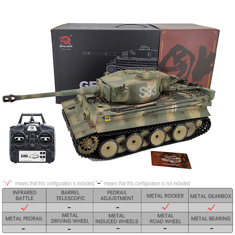 Heng Long 3818 Germany Tiger I Custom Made Camouflage Green RC Tank 1/16 Tank Toys