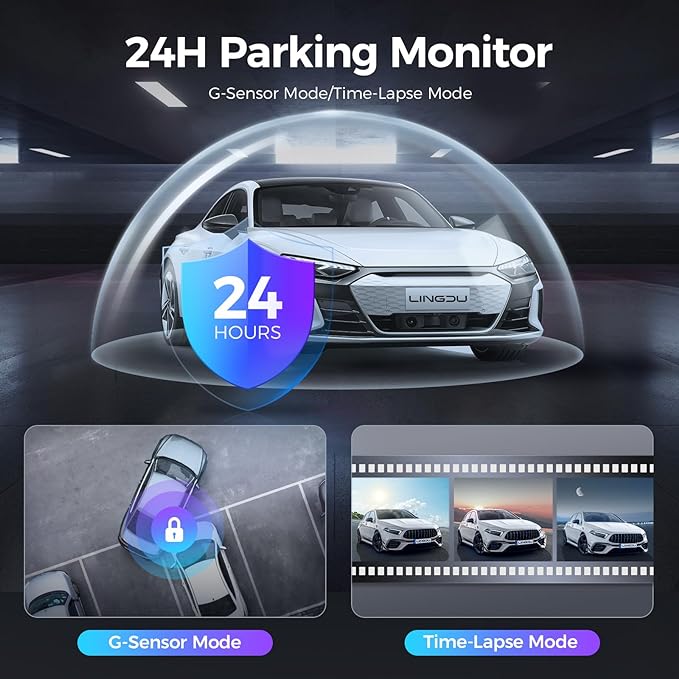 LINGDU D500 1CH Dash Cam 4K with 0.96" Screen Voice Control 24H Parking Mode