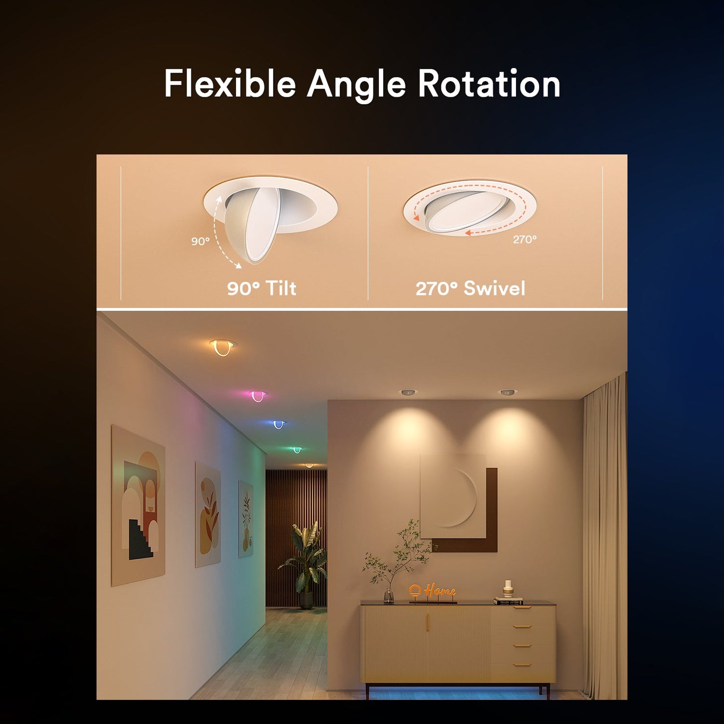 Lumary RGBAI Gimbal Smart Recessed Lighting 4 Inch Pro, 9w 780LM