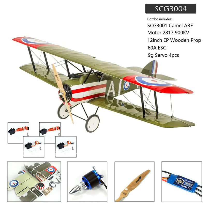 DWHobby Balsa wood Plane Sopwith Camel Fighter Plane ARF PNP Large Electric Biplane Fixed Wing Balsa Plane Kits 1200mm Wingspan