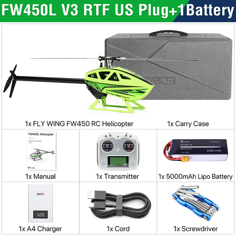 FLY WING FW450L V3 6CH 3D Auto Acrobatics GPS Altitude Hold RC Helicopter RTF/PNP With H1 Flight Control System
