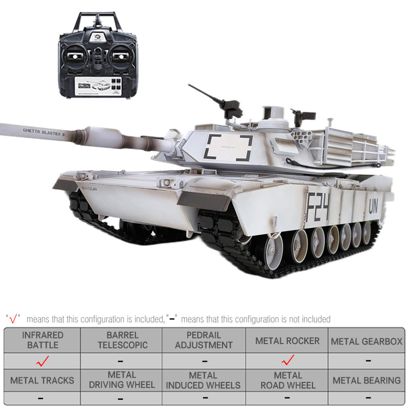 Heng Long 3918 US Abrams M1A2 RC Tank Custom Made UN White 2.4G 1/16 Tank Toys