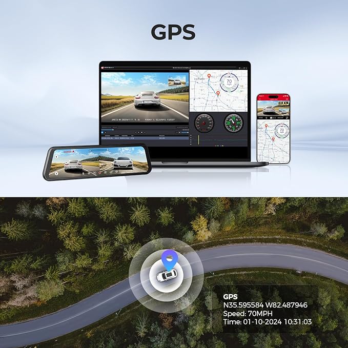 LINGDU LD4K 2CH Mirror Dash Cam 4K with 11.8" Touch Screen Voice Control 24H Parking Mode