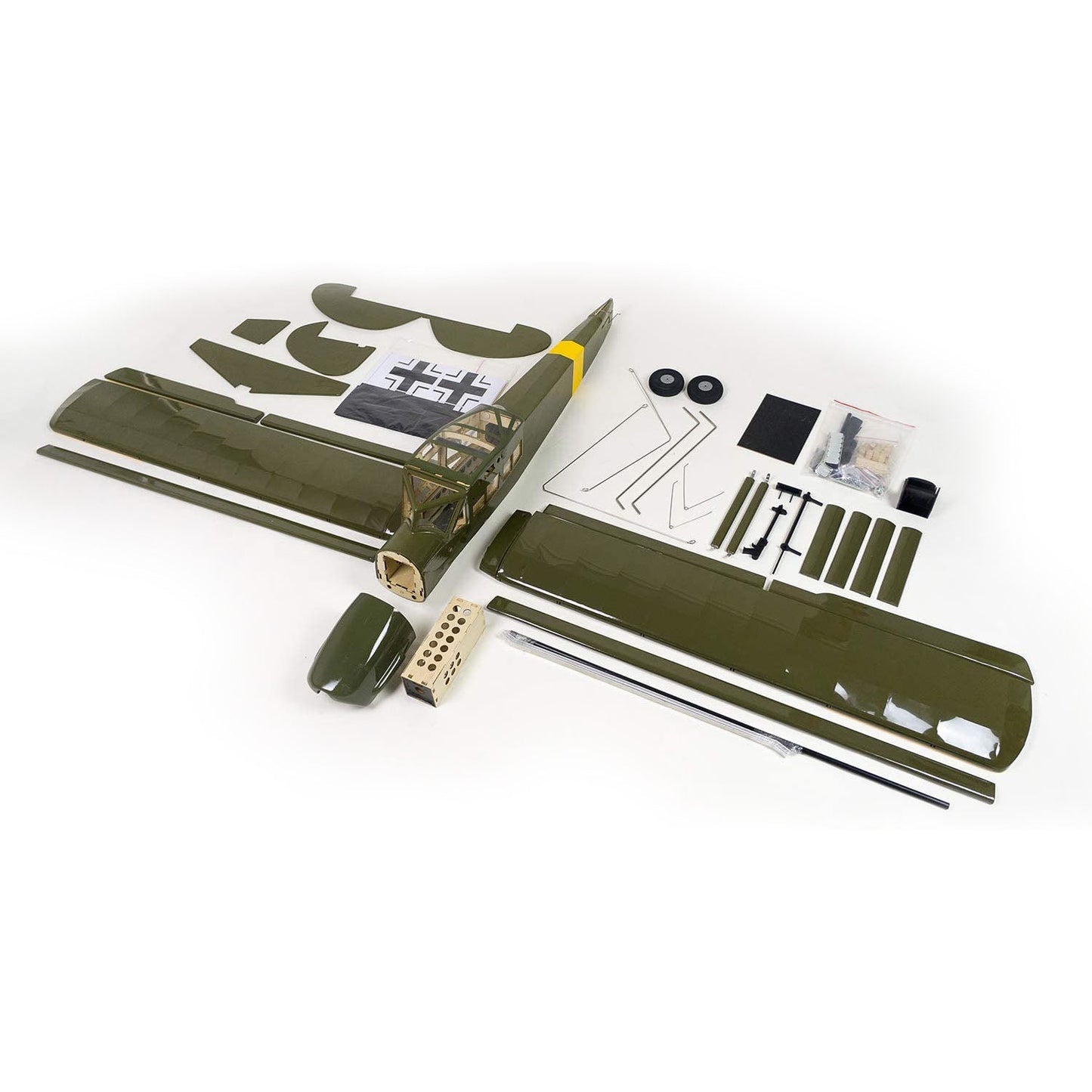 DWHobby Balsa wood Plane Army Green Fi156 Fieseler Storch Large Electric or Gas Power Fixed Wing Balsa Plane 1600mm Wingspan With Accessories