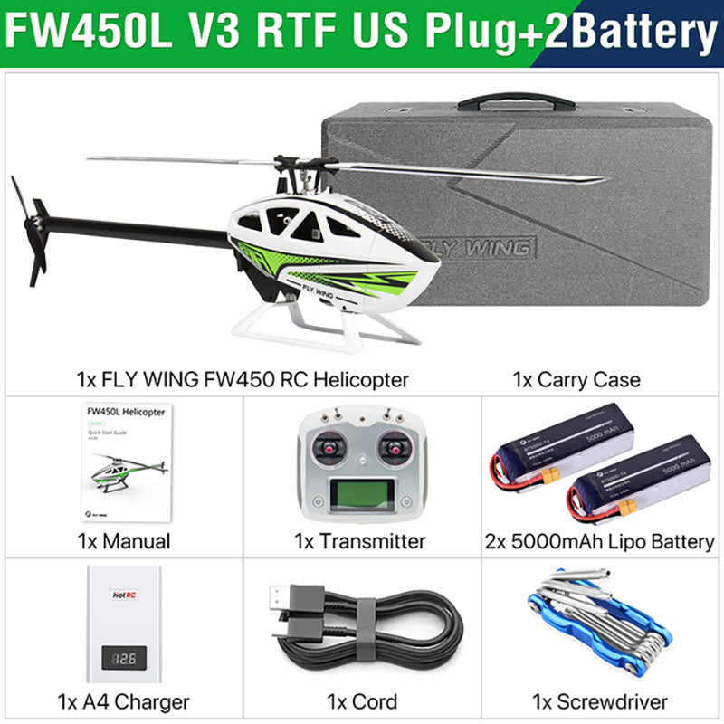 FLY WING FW450L V3 6CH 3D Auto Acrobatics GPS Altitude Hold RC Helicopter RTF/PNP With H1 Flight Control System