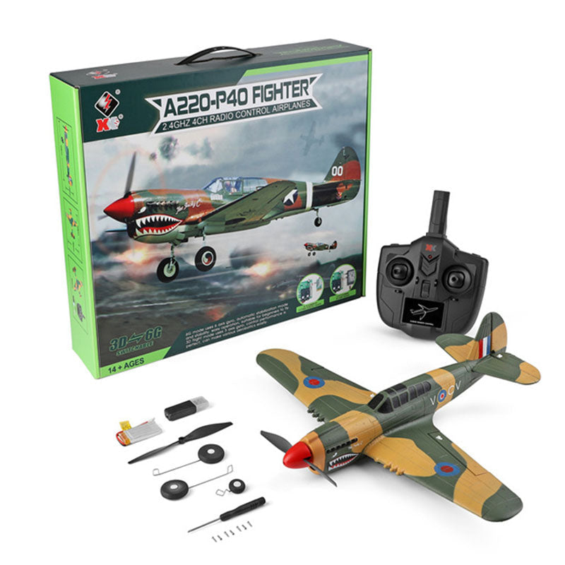 WLtoys XK A220 P40 RC Airplane 384mm Wingspan 2.4G 4CH 3D/6G Mode Switchable 6-Axis Gyro Fixed Wing Aircraft